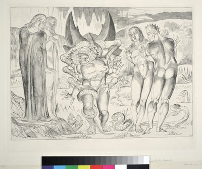 The Circle of the Thieves: Agnolo Brunelleschi Attacked by a Six-Footed Serpent, Inferno, Canto XXV, illustration to the 